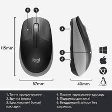Миша LOGITECH M190 Full Size Grey Wireless (L910-005906)