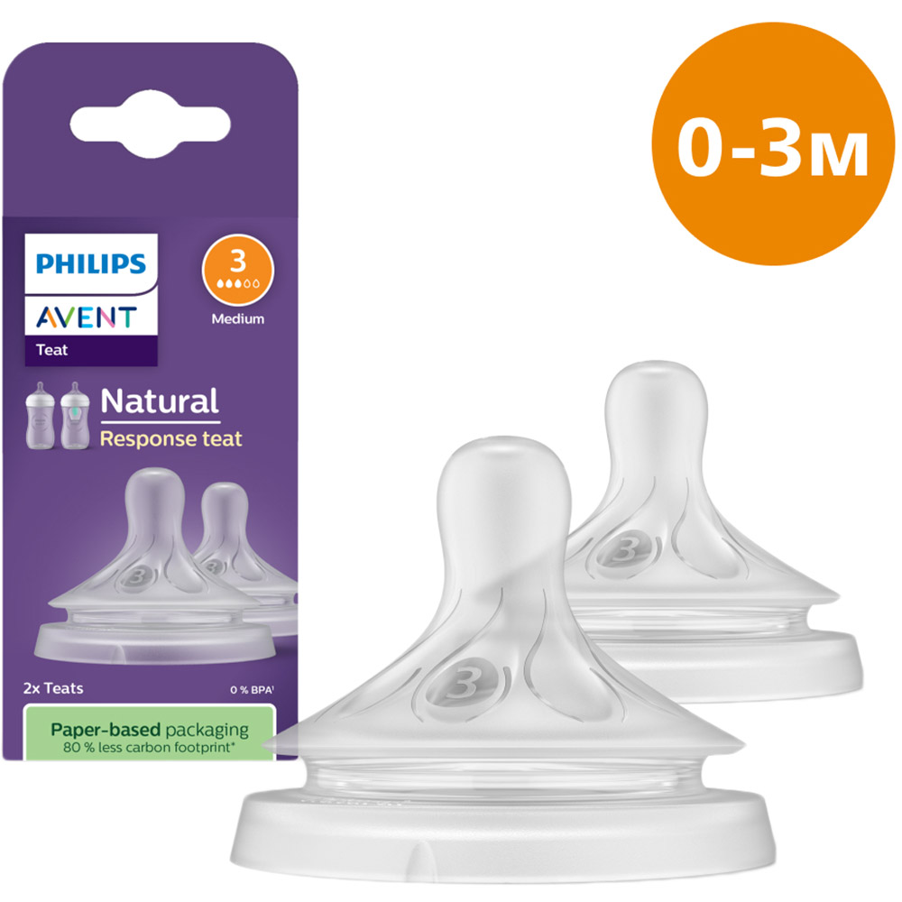 Соска Philips Avent Natural Response естественный поток 1+ мес 2 шт (SCY963/02)